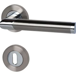 Alpertec Rosettengarnitur Lissabon-R Chrom/edelstahlfärbig satiniert BB