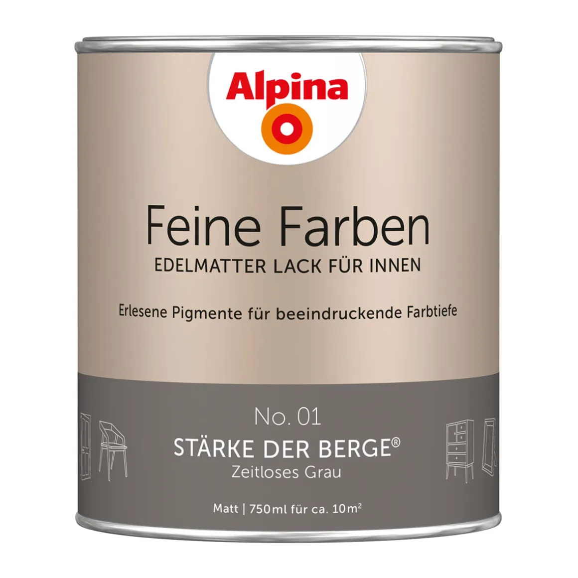 Alpina Buntlack Feine Farben Lack No 01 Stärke der Berge edelmatt 750ml