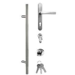 Aluminium Sicherheits-Haustür Tarent Superior 60 mm grau 100 x 210 cm Anschlag rechts inkl Griffset