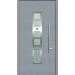 Aluminium Sicherheits-Haustür Pisa Superior 60 mm grau 100 x 210 cm Anschlag rechts inkl Griffset