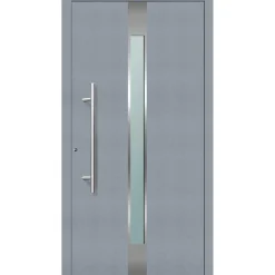 Aluminium Sicherheits-Haustür Rimini Exklusiv 75 mm grau 110 x 210 cm Anschlag links inkl Griffset