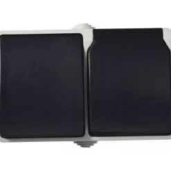 Aufputz-Schalter/Steckdosenkombination Basic Feuchtraum 2-fach grau