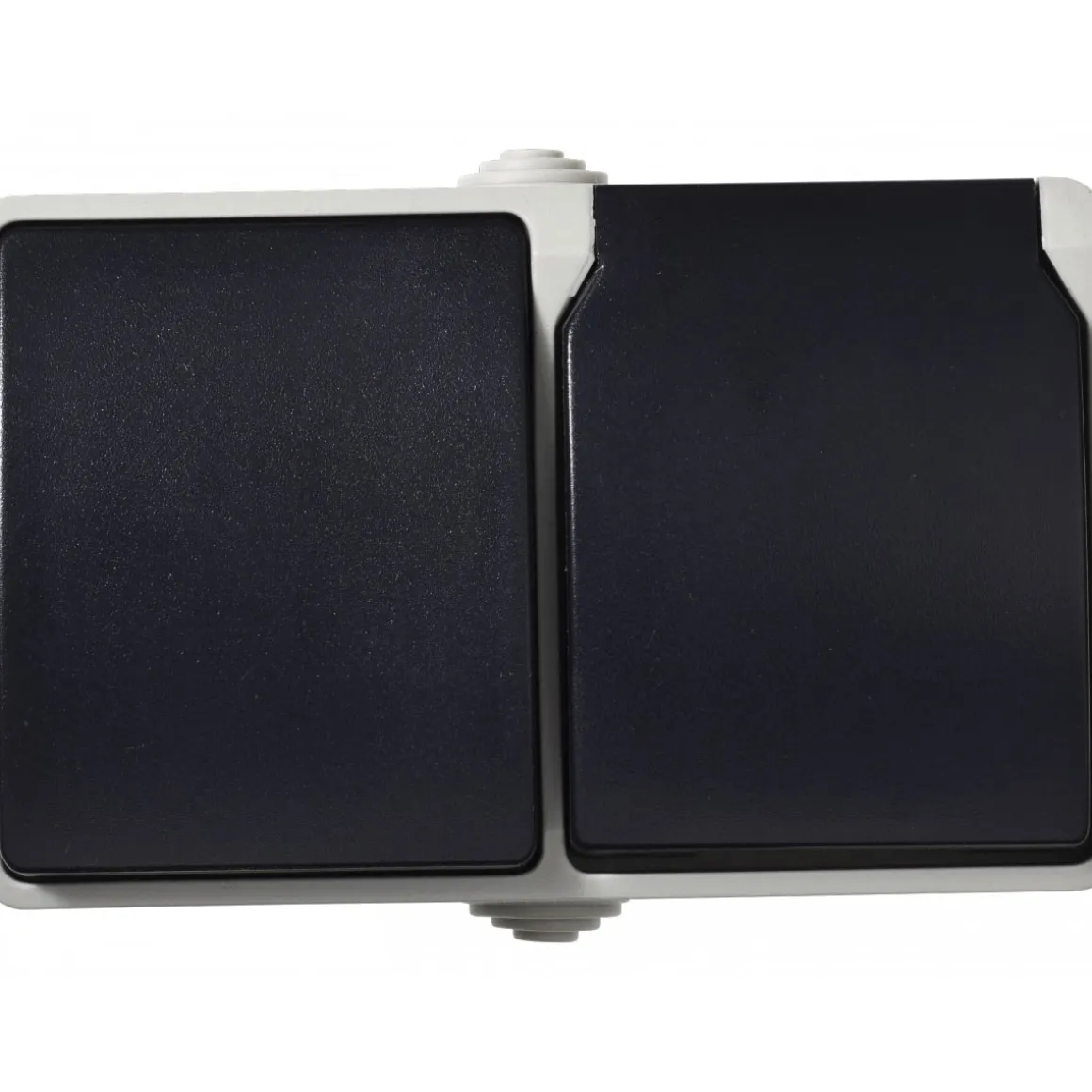 Aufputz-Schalter/Steckdosenkombination Basic Feuchtraum 2-fach grau