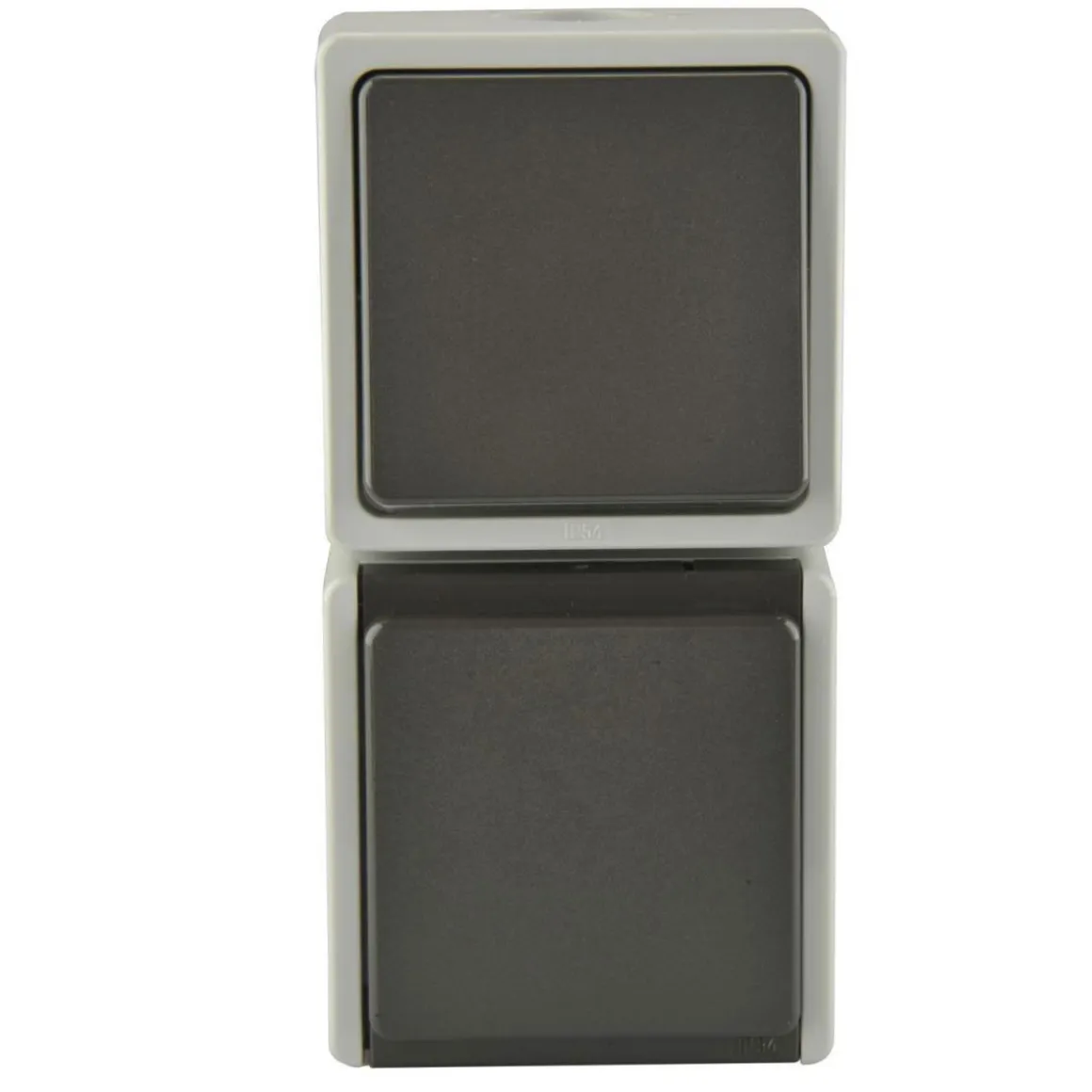 Aus-/Wechselschalter-Steckdosen-Kombination Aquarius Aufputz grau