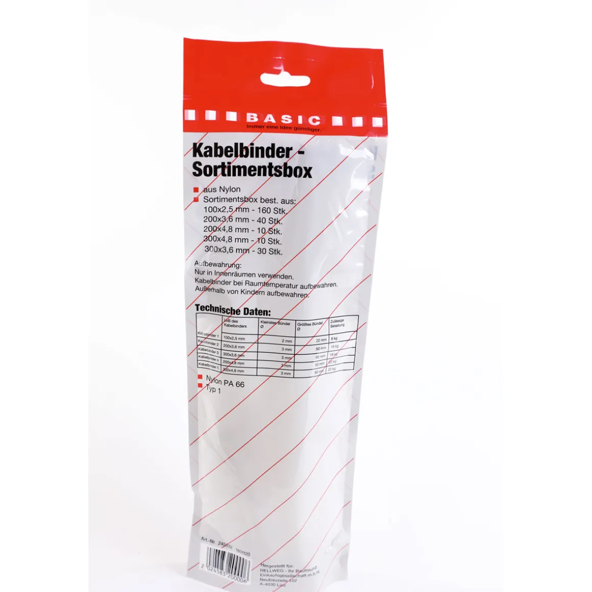 Basic Kabelbinder-Set weiß 250-teilig