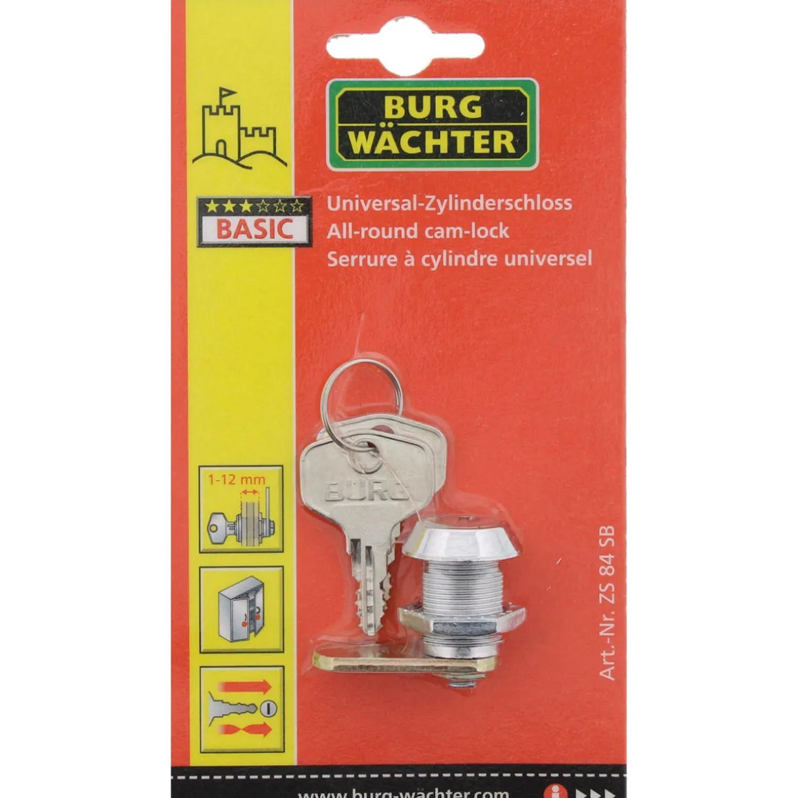 Burg Wächter Universalzylinder ZS 84 Ø 16,2 mm vernickelt