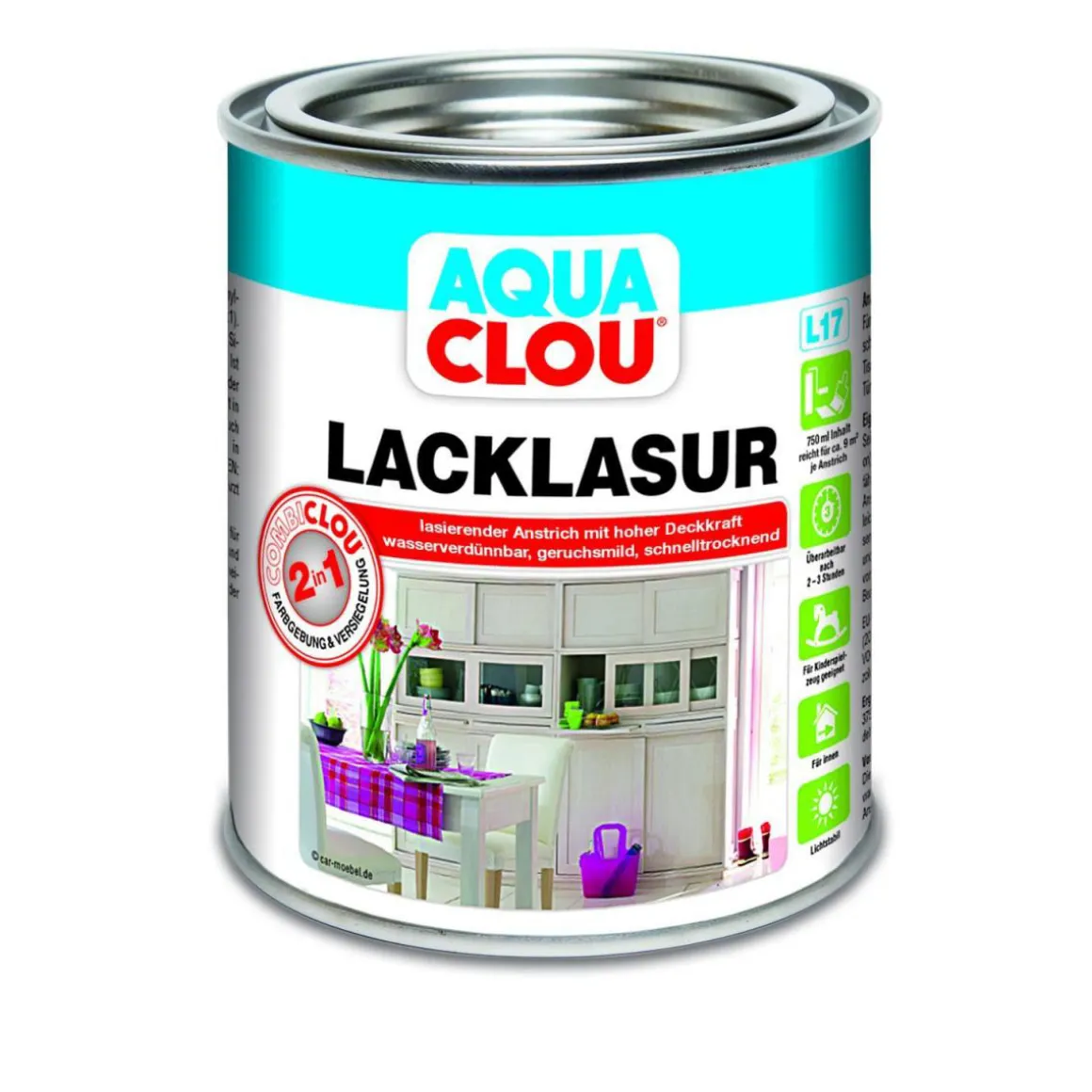 Clou L17 Aqua Lacklasur Dunkelnussbraun 750 ml