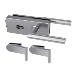 Durabil Glastürbeschlagset STYLE Profilzylinder 2- teilig Bänder Edelstahl-Optik matt