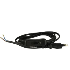 Euro-Zuleitung mit Schnurschalter 2 m schwarz