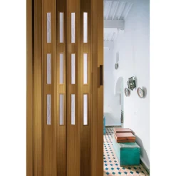 FORTE Kunststoff-Falttür Luciana B 88,5 x H 202 cm Buche 3 Fenster