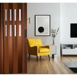 FORTE Kunststoff-Falttür Luciana B 88,5 x H 202 cm Mahagoni 2 Fenster