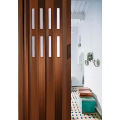 FORTE Kunststoff-Falttür Luciana B 88,5 x H 202 cm Mahagoni 2 Fenster