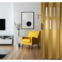 FORTE Kunststoff-Falttür Luciana B 88,5 x H 202 cm Eiche hell 2 Fenster