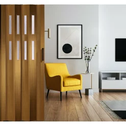 FORTE Kunststoff-Falttür Luciana B 88,5 x H 202 cm Buche 2 Fenster