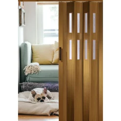 FORTE Kunststoff-Falttür Luciana B 88,5 x H 202 cm Buche 2 Fenster
