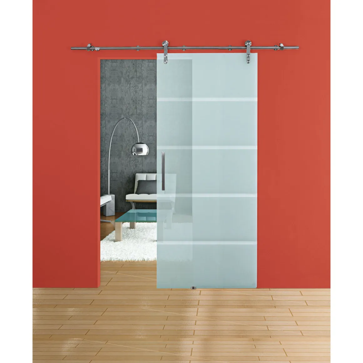 Glasschiebetür Blockstreifen 90 x 208 cm