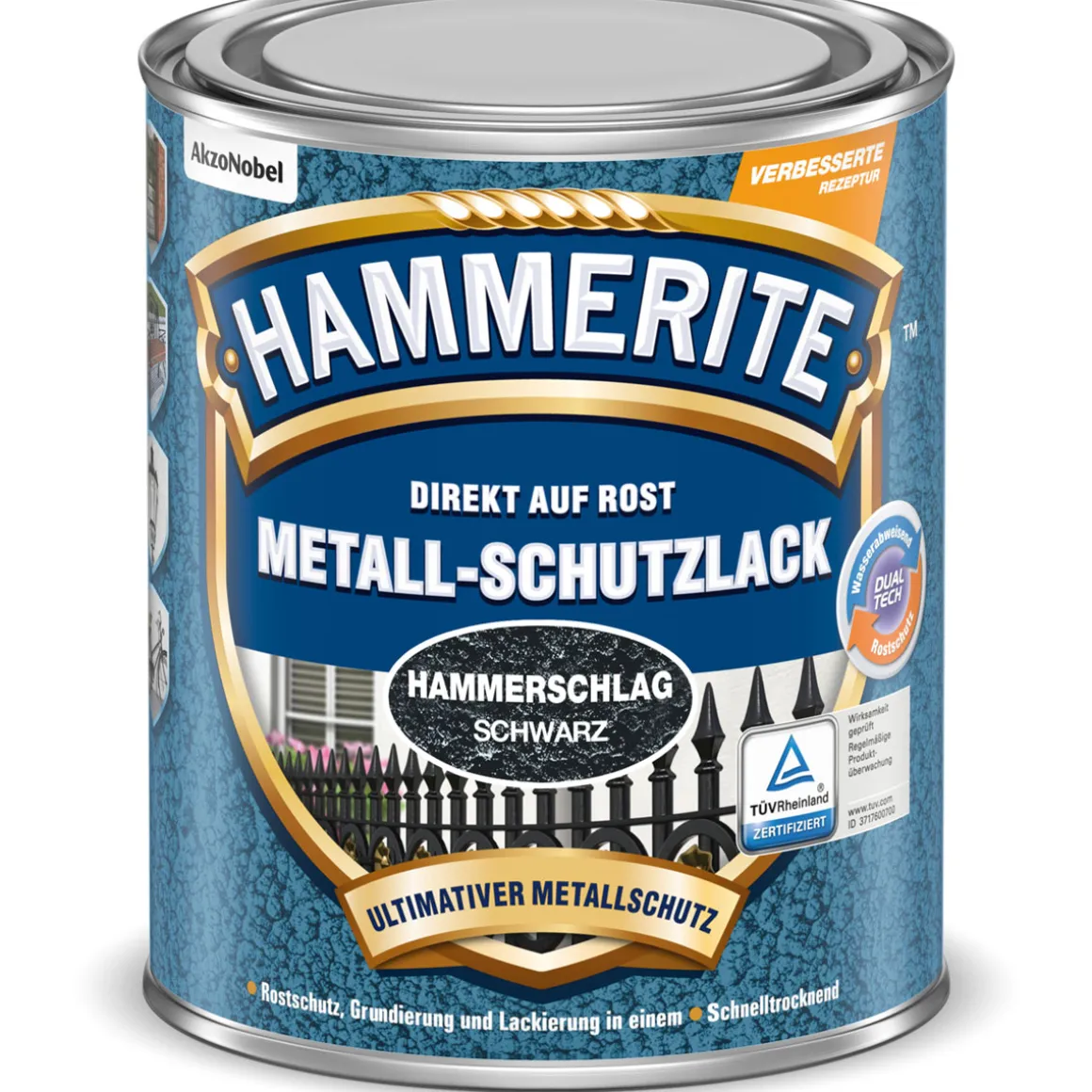 Hammerite Metallschutzlack schwarz Hammerschlag 250 ml