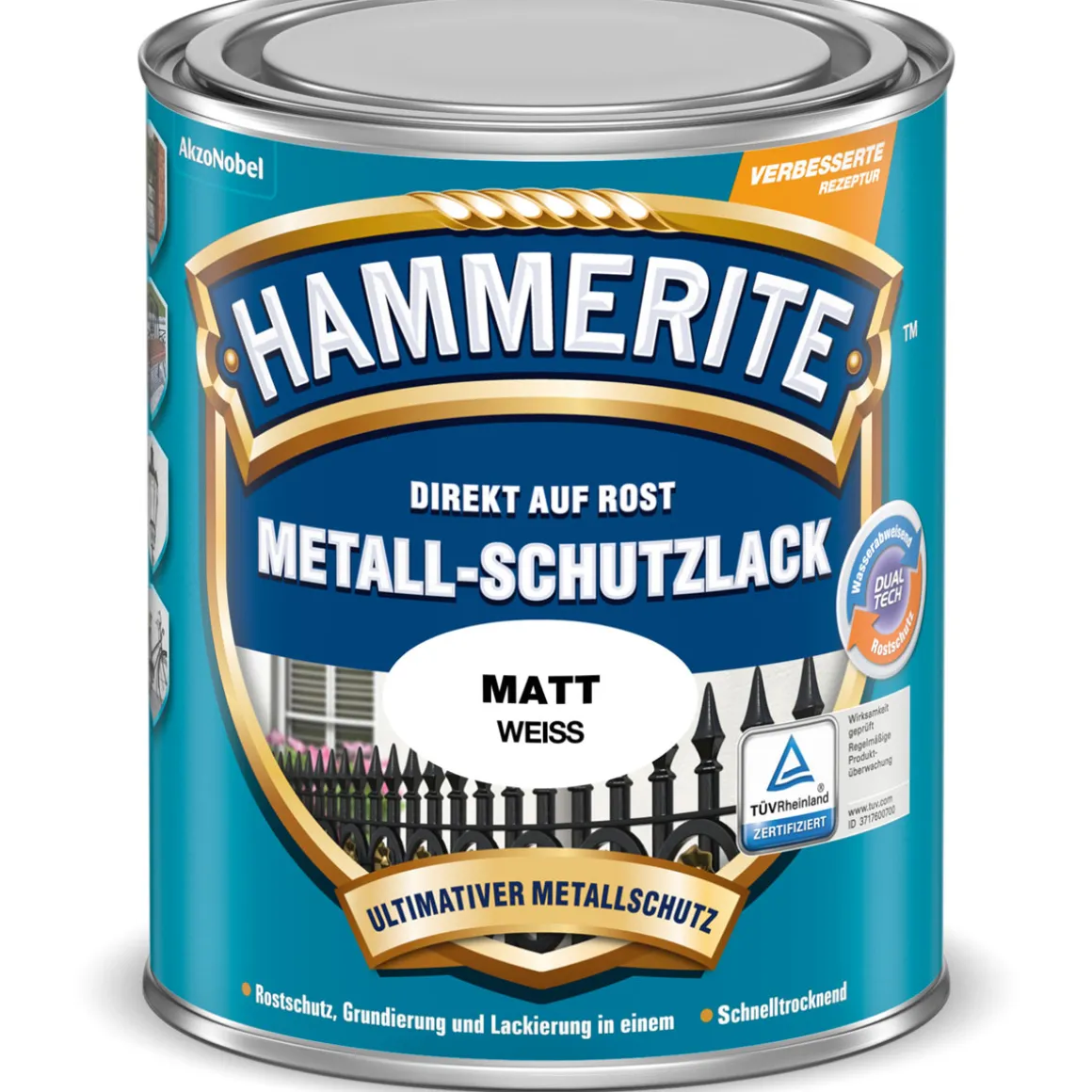 Hammerite Metallschutzlack weiß matt 750 ml