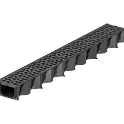 Hexaline 2.0 Entwässerungsrinne mit Microgrip schwarz 100 x 12,9 cm