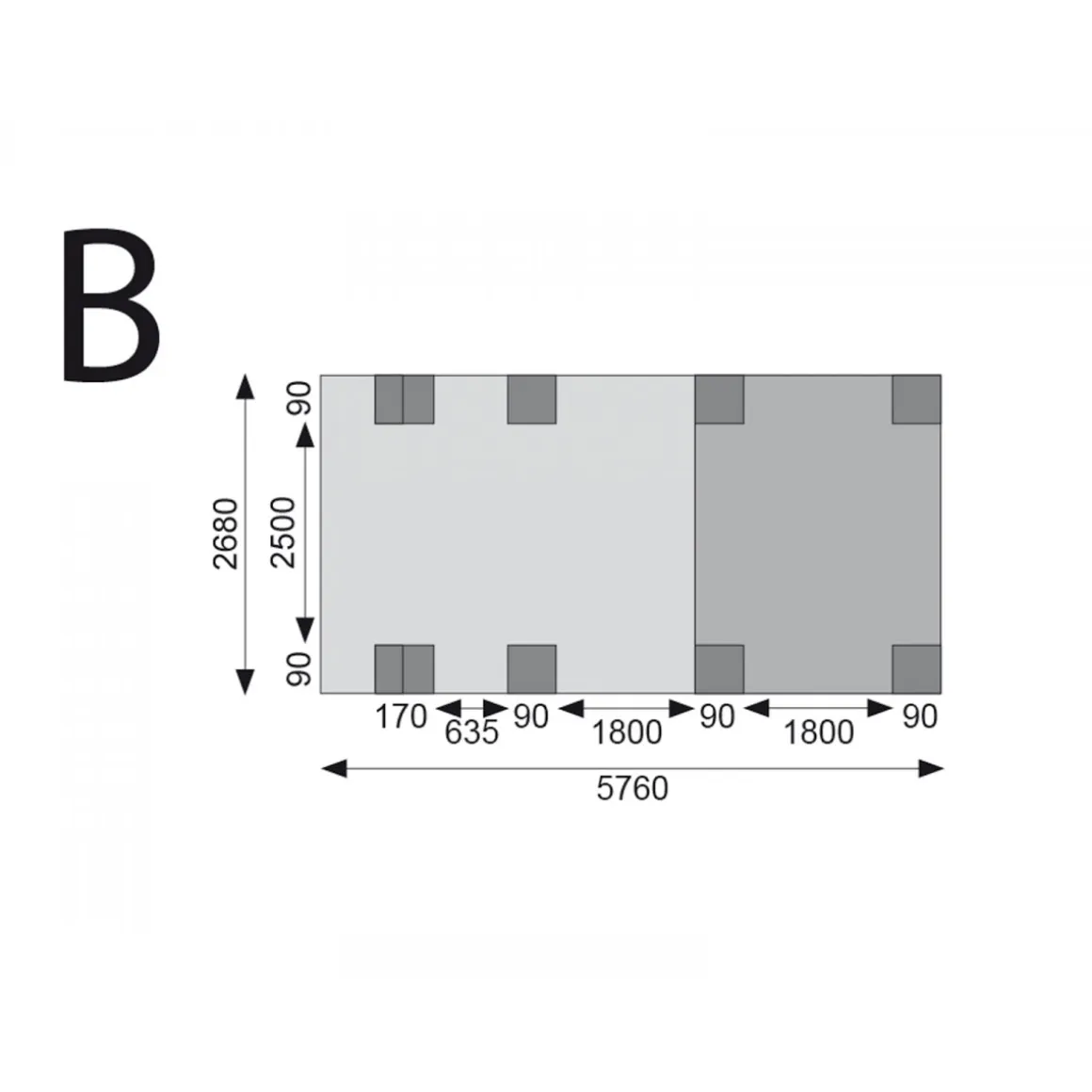 Karibu Einzelcarport Eco 2 Variante C inkl zwei Einfahrtsbögen Tiefe 576 cm