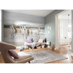 Komar Papier-Fototapete White Horses 8-teilig 368 x 254 cm