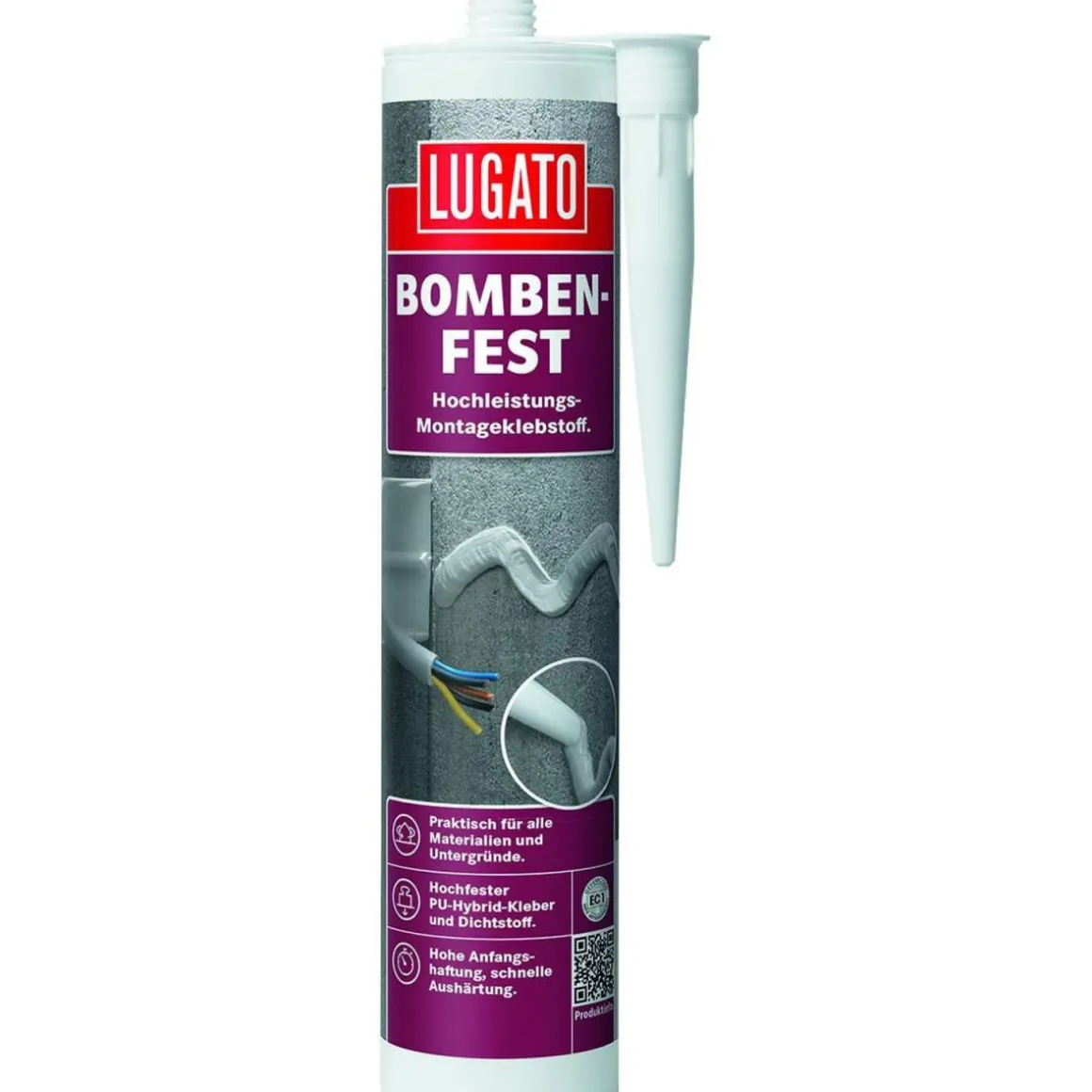 Lugato PU-Hybrid-Kleber Bombenfest grau 480 G