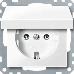 Merten SCHUKO-Steckdose System M Klappdeckel polarweiß
