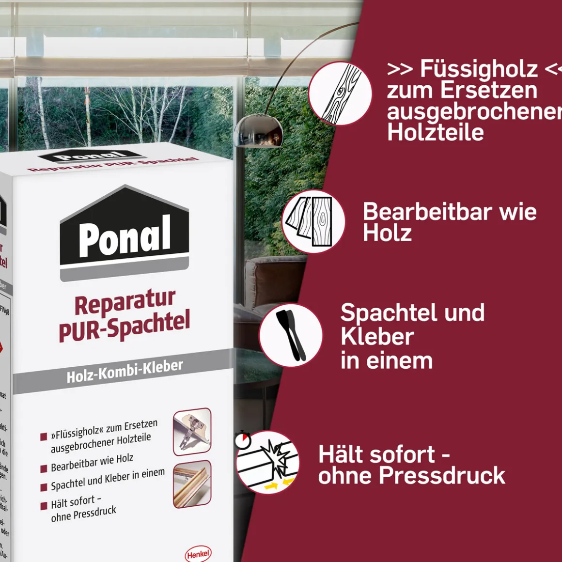 Ponal Spachtelmasse Reparatur PUR-Spachtel 177 g