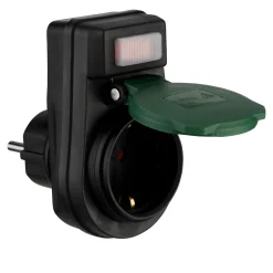 REV Ritter Außensteckdose mit Schalter IP44 schwarz/grün