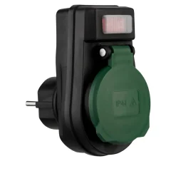 REV Ritter Außensteckdose mit Schalter IP44 schwarz/grün