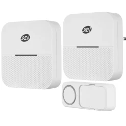 REV Ritter  Funk-Gong-Set mit 2 Funk-Gongs & 1 -Taster Orchestra 58 Mel.150m weiß