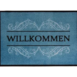 Schmutzfangmatte Willkommen 39 x 58 cm blau