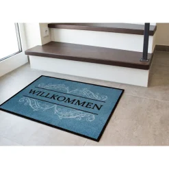 Schmutzfangmatte Willkommen 39 x 58 cm blau
