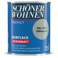 Schöner Wohnen Farbe Buntlack Protect silbergrau seidenmatt 750 ml
