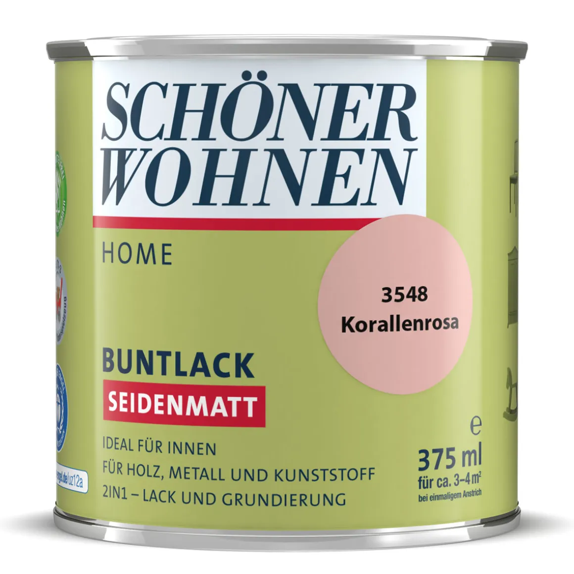 Schöner Wohnen Farbe Buntlack Home korallenrosa seidenmatt 375 ml