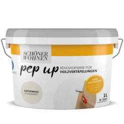 Schöner Wohnen Farbe pep up Holzvertäfelung antikweiß 1 L