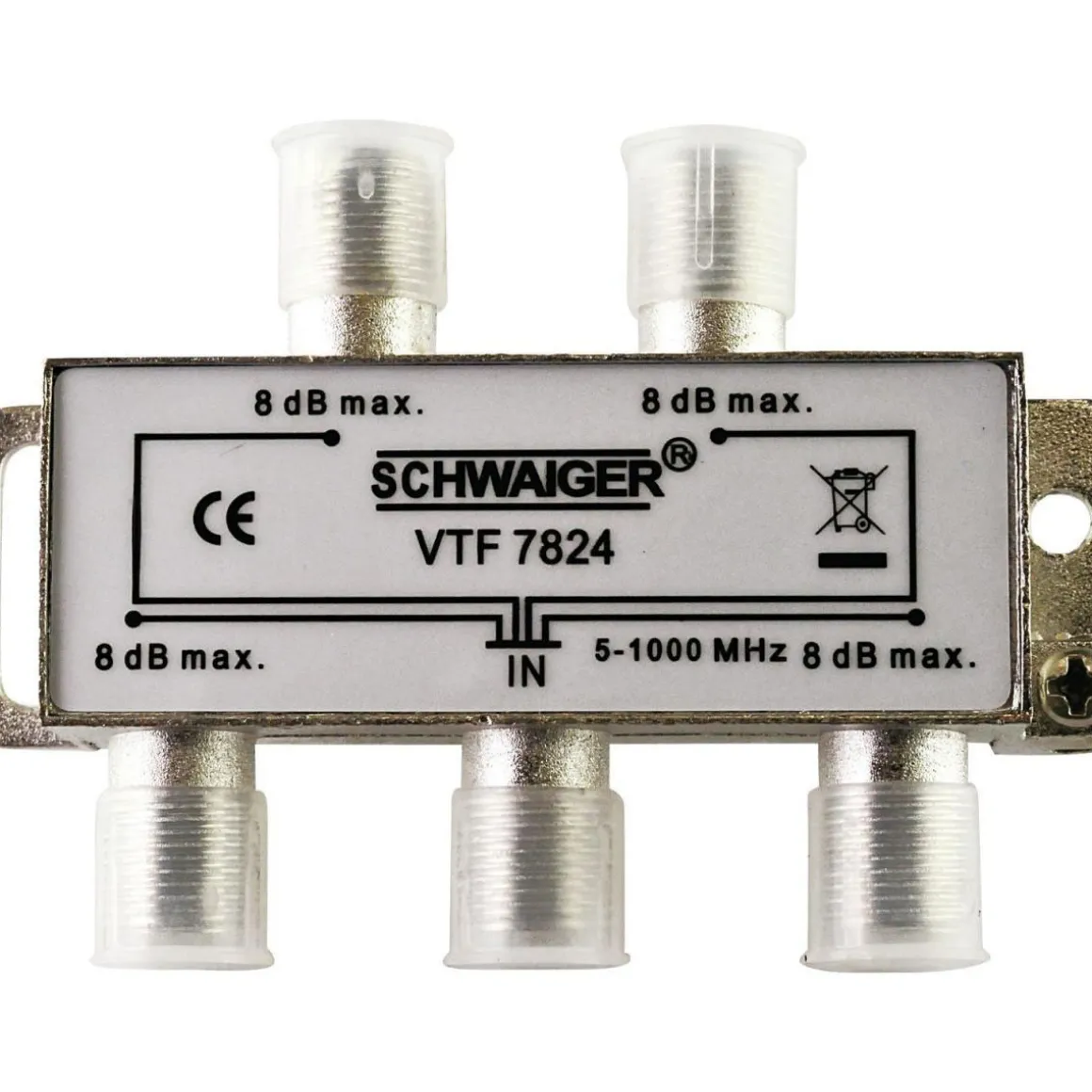 Schwaiger 4-fach Verteiler 8 dB 5-1000MHz für Kabel/Antenne