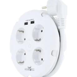 Schwaiger  Steckdosenleiste 4-fach mit 2-fach USB rund weiß