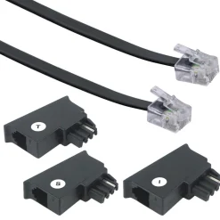 Schwaiger Telefon-Anschluss-Set 6 m schwarz mit 3 Adaptern