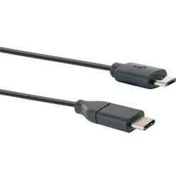 Schwaiger USB-3.1-Adapterkabel 3.1C-Stecker/2.0 Micro 1m schwarz