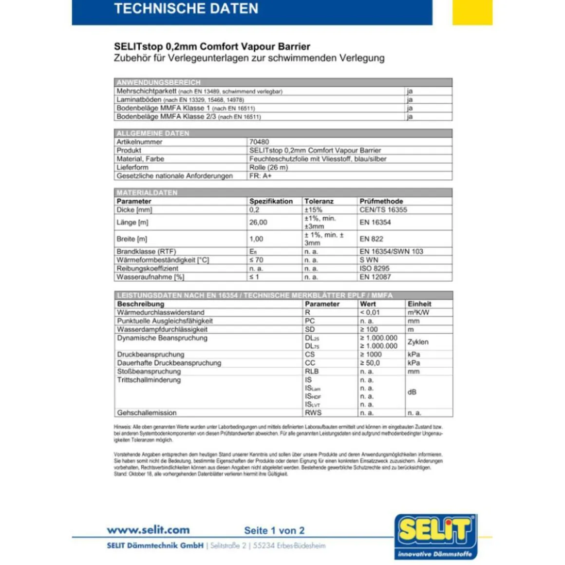 Selit SELITstop Komfort-Feuchteschutz 0,2 mm