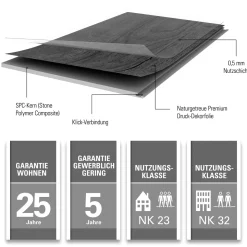 Specht Vinylboden  Vinyl SPC Ambiente Fliese Alaska 610 x 304,8 x 4,8 mm