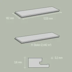 Specht Vinylboden  Vinyl SPC Classic Eiche Alberta 1220 x 182 x 3,8 mm