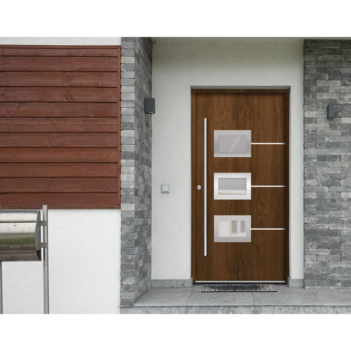 SplenDoor Premium-Haustür Passivedoor Bergen energiesparend nussbaum 110 x 210 cm links