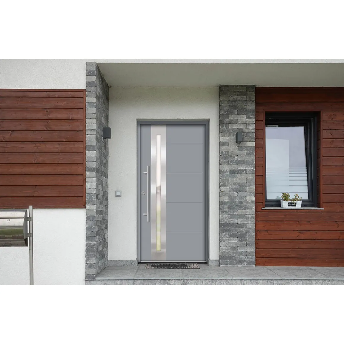SplenDoor Premium-Haustür Passivedoor Eksjo RC2 energiesparend einbruchsicher grau 110 x 210 cm links