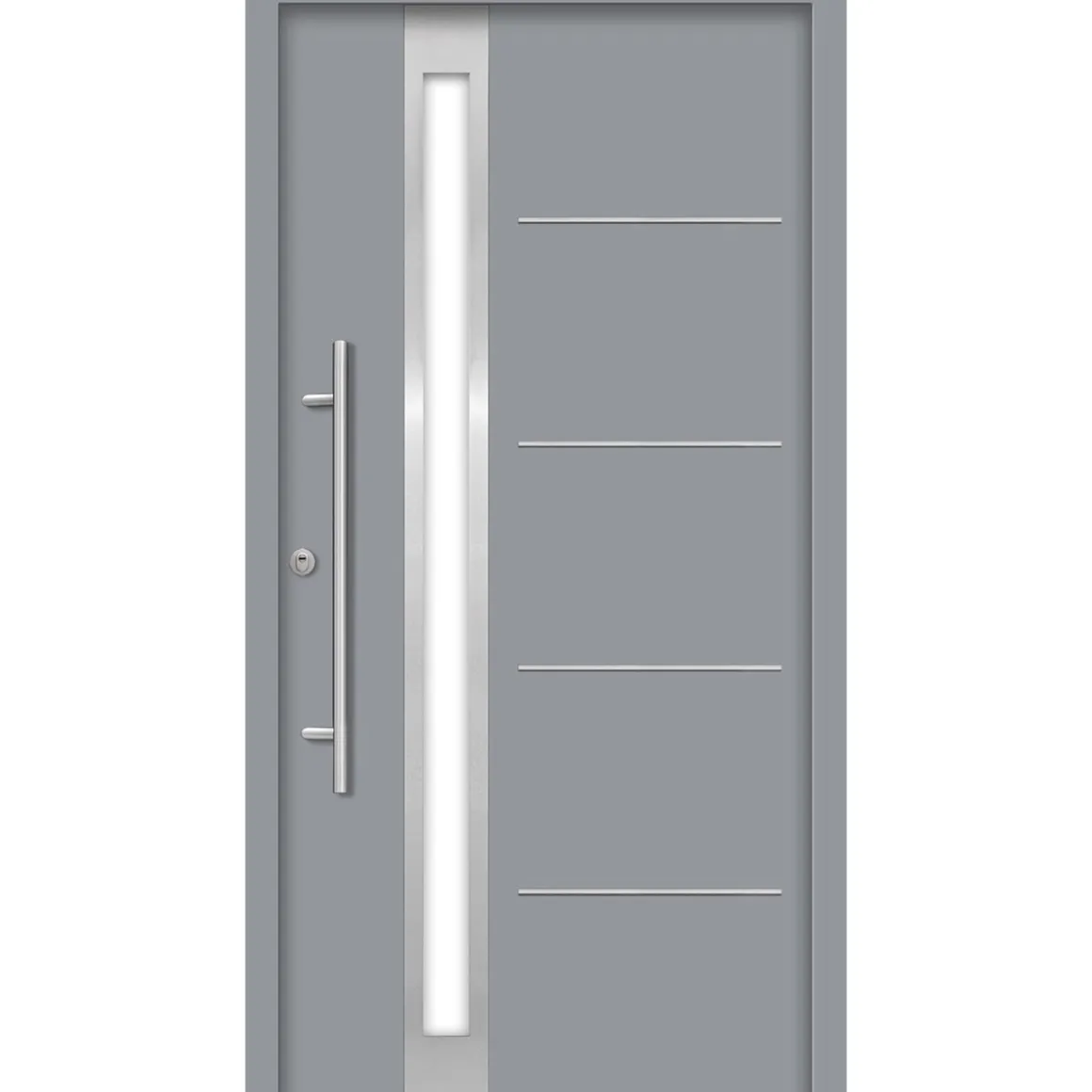 SplenDoor Premium-Haustür Passivedoor Umea RC2 energiesparend einbruchsicher grau 100 x 210 cm links