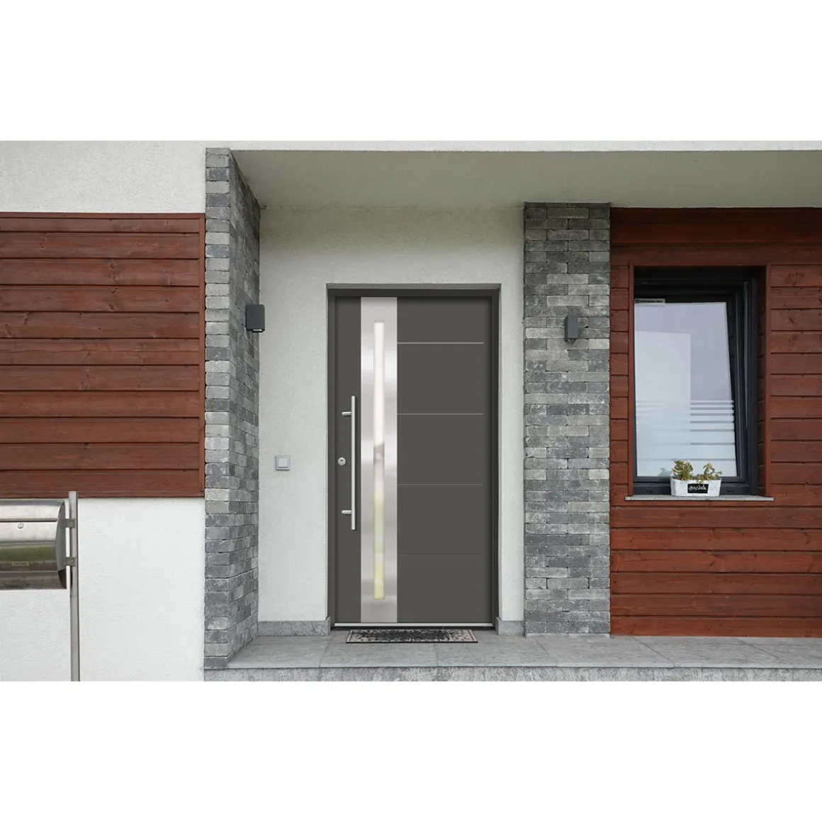 SplenDoor Premium-Haustür Passivedoor Eksjo RC2 energiesparend einbruchsicher anthrazit 100 x 210 cm links