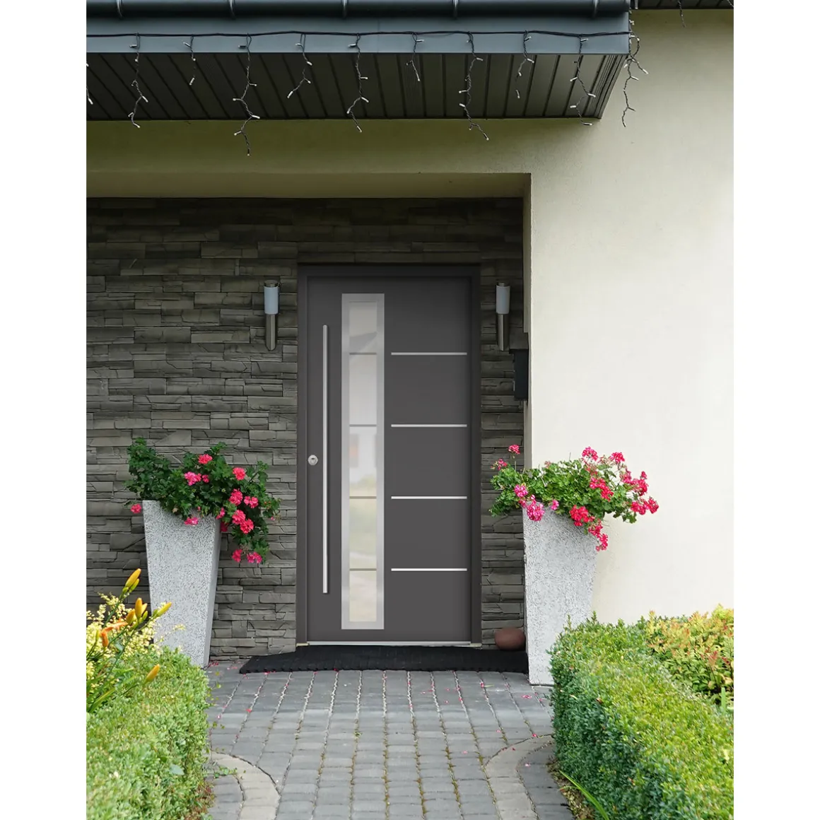 SplenDoor Premium-Haustür Passivedoor Uppsala RC2 energiesparend einbruchsicher anthrazit 110 x 210 cm links