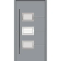 SplenDoor  Premium-Haustür Passivedoor Bergen RC2 energiesparend einbruchsicher grau 110 x 210 cm links