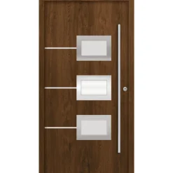 SplenDoor  Premium-Haustür Passivedoor Bergen RC2 energiesparend einbruchsicher nussbaum 110 x 210 cm rechts